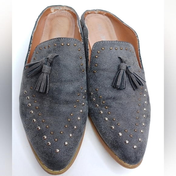 Mi iM Boho Leather Studded Tassel Loafer Flats - Picture 4 of 13